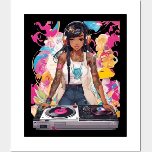 Pulsating Beats DJ Techno Raves Girl Posters and Art